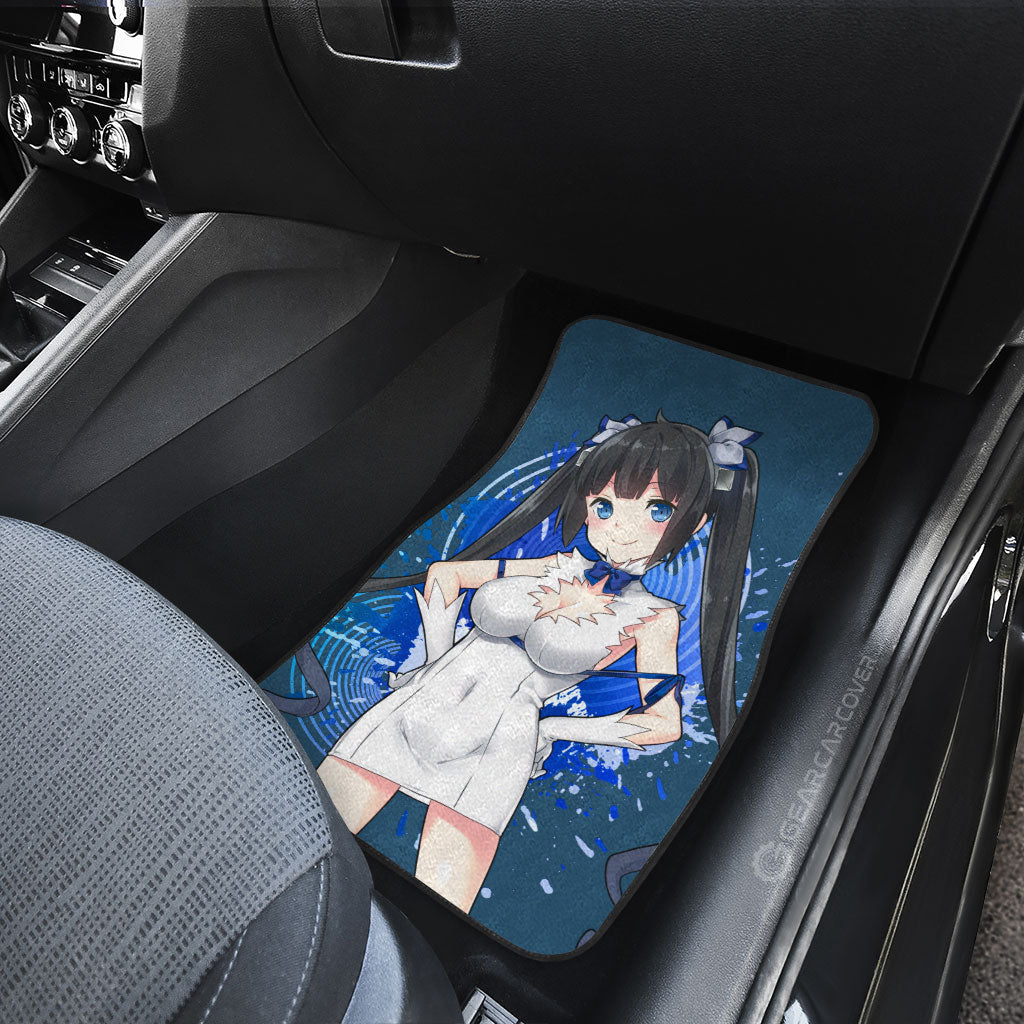 Anime Waifu Girl Hestia Car Floor Mats Custom Dungeon Ni Deai Wo Motomeru Car Accessories