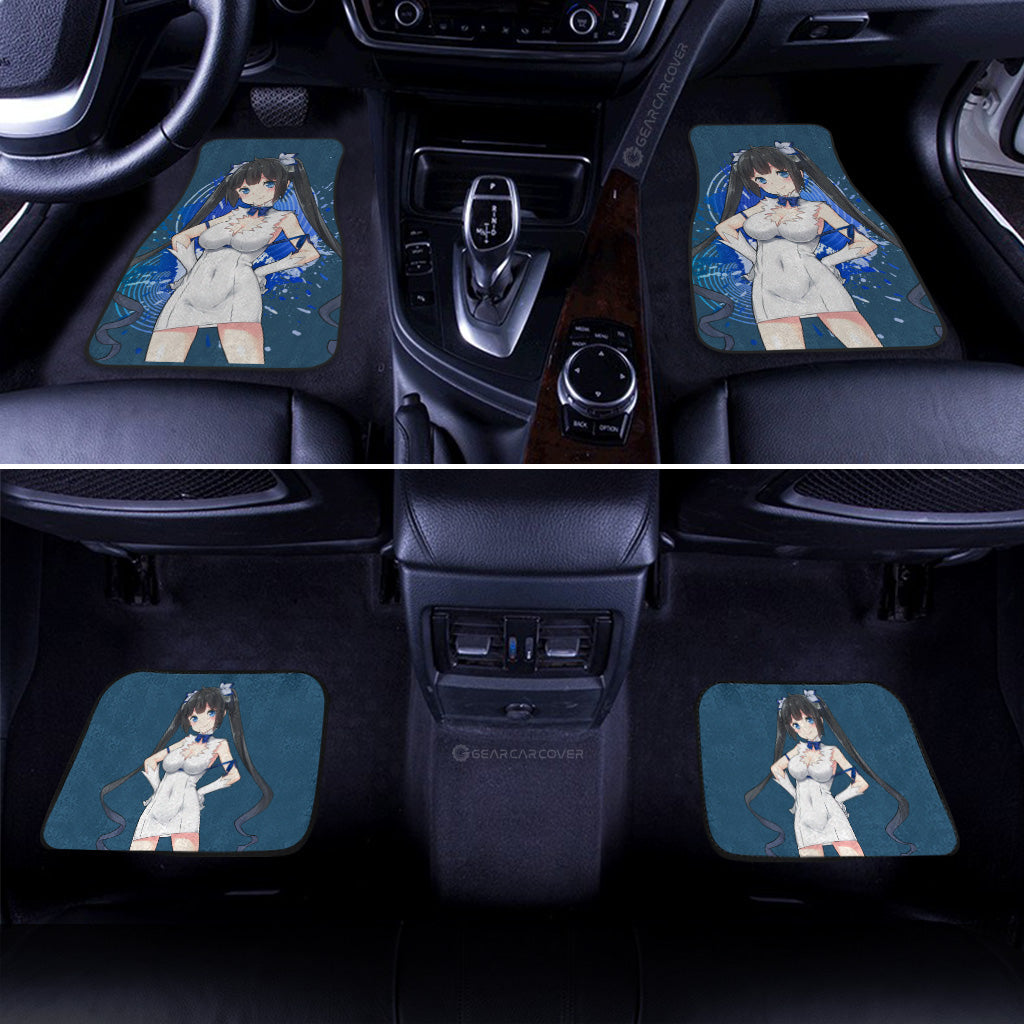 Anime Waifu Girl Hestia Car Floor Mats Custom Dungeon Ni Deai Wo Motomeru Car Accessories