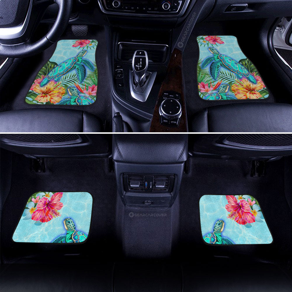 Beautiful Turtle Car Floor Mats Custom Flower Hibiscus Car Accessories Gifts Idea