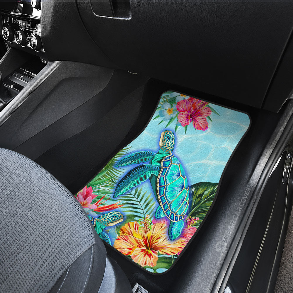 Beautiful Turtle Car Floor Mats Custom Flower Hibiscus Car Accessories Gifts Idea