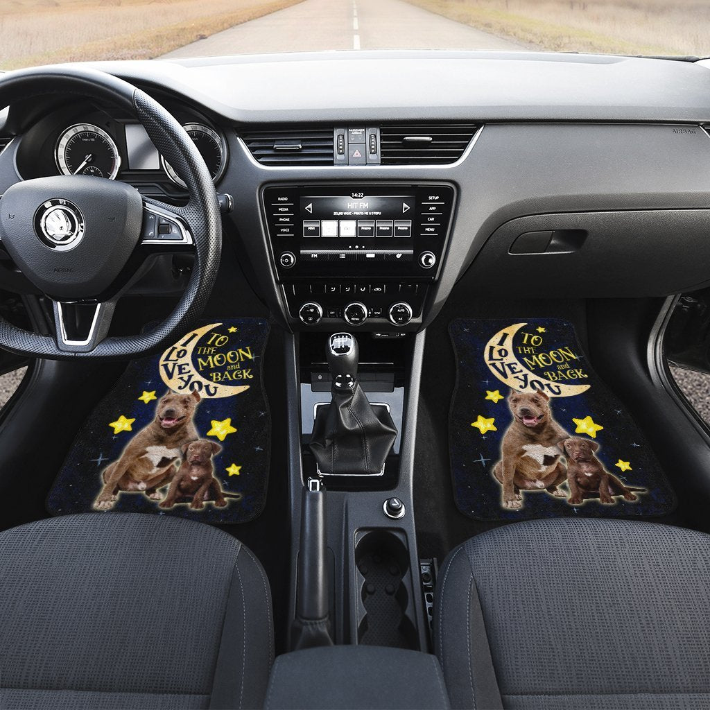 Best Dad Ever Pitbull Car Floor Mats Custom I Love You To The Moon And Back Cool Car Accessories