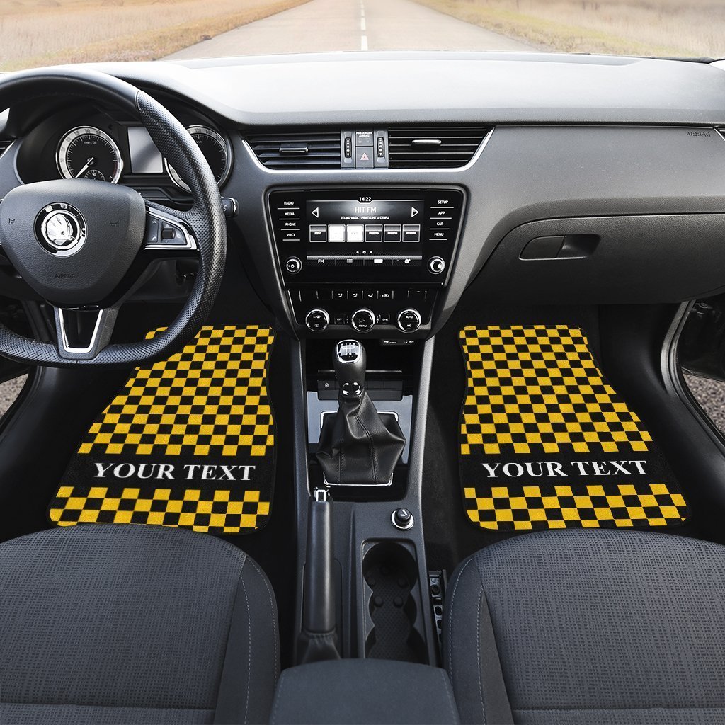 Black Yellow Checkered Personalized Car Floor Mats