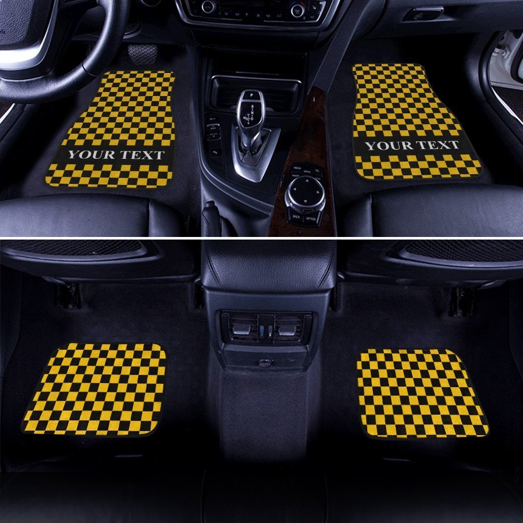 Black Yellow Checkered Personalized Car Floor Mats