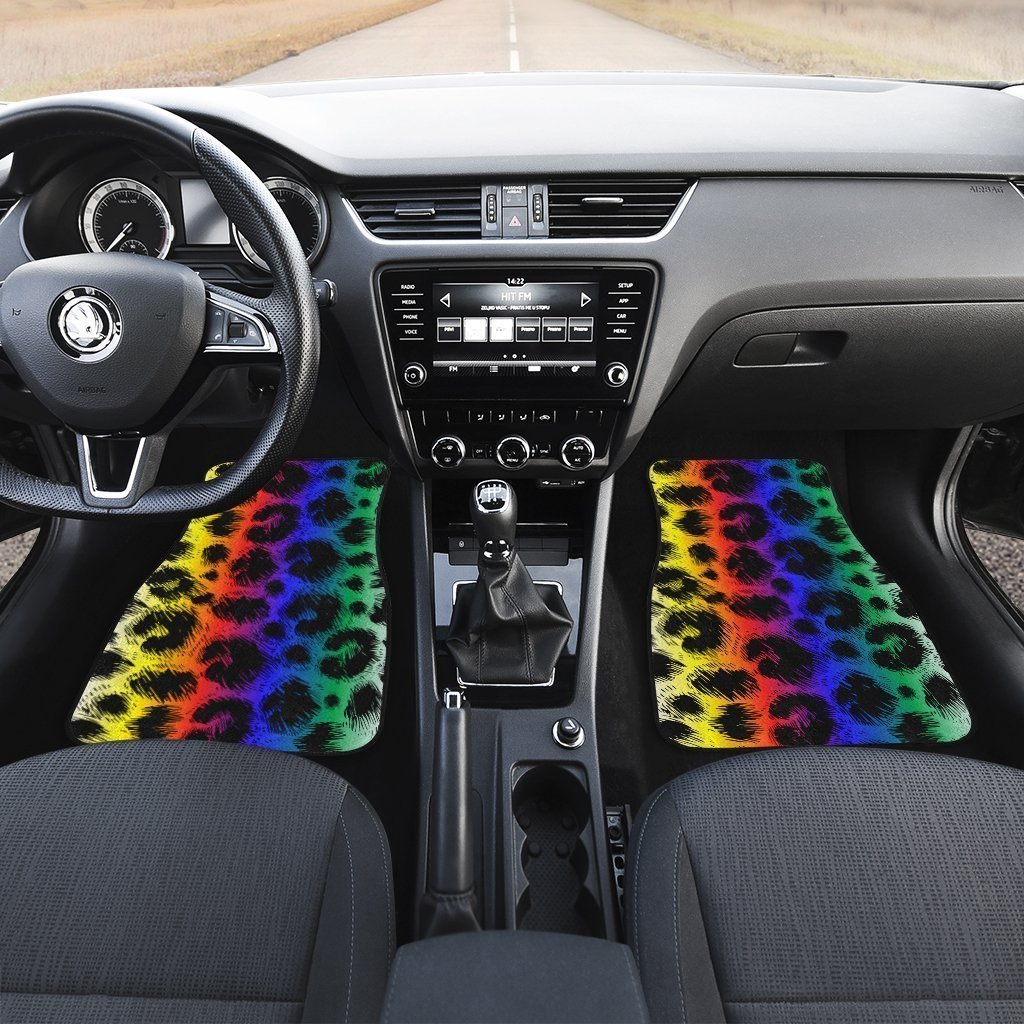 Cheetah Print Car Floor Mats Custom Rainbow Color Car Accessories