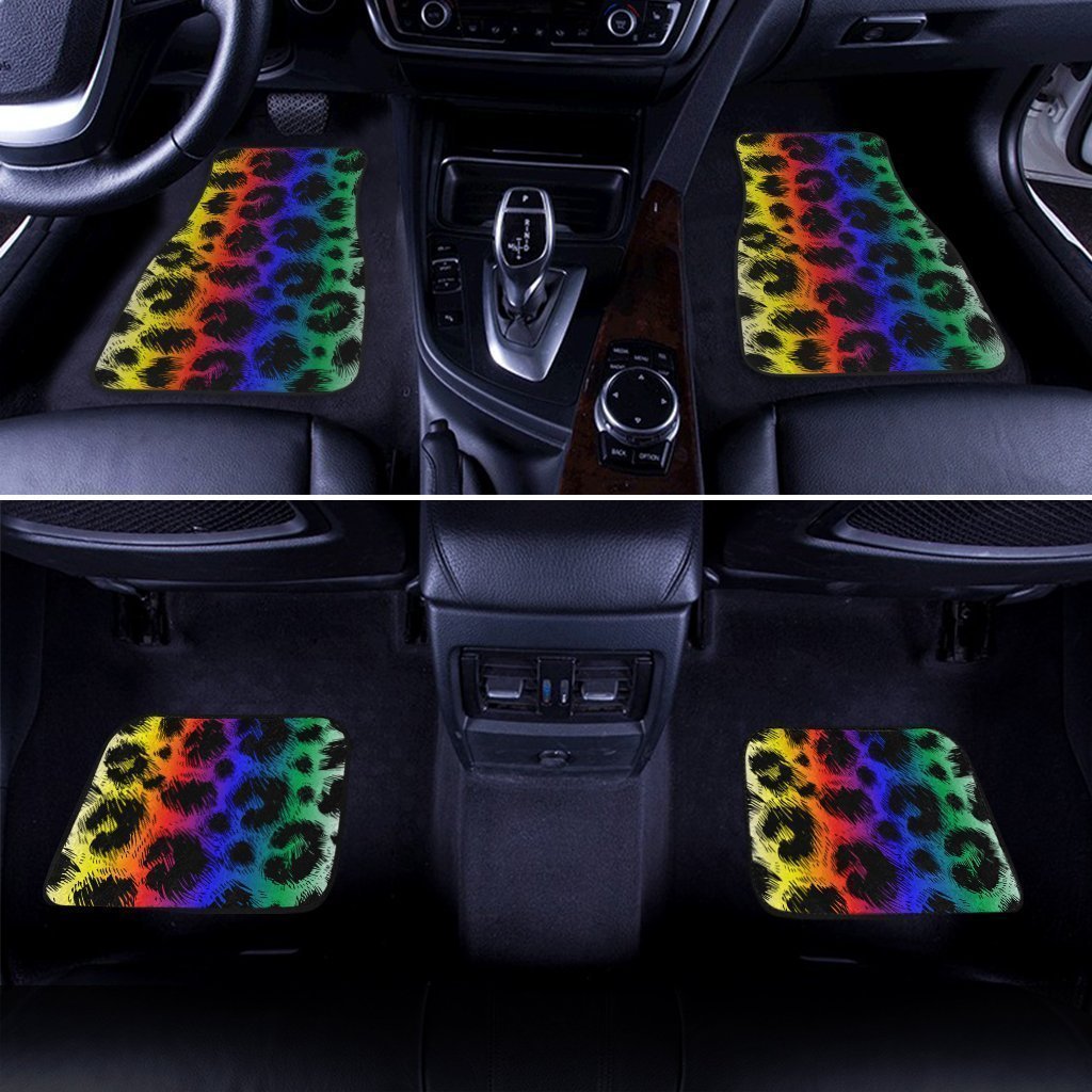 Cheetah Print Car Floor Mats Custom Rainbow Color Car Accessories