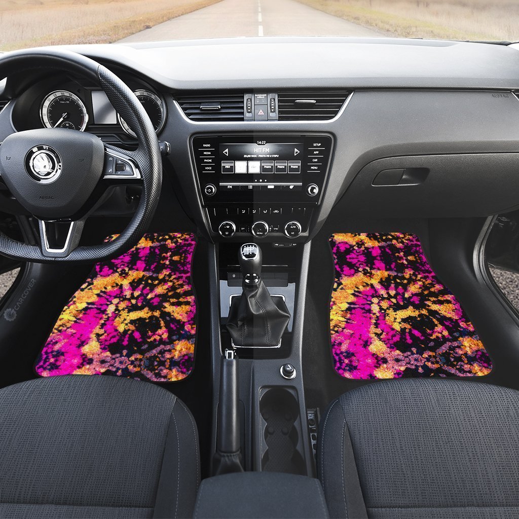 Crumple Tie Dye Car Floor Mats Custom Hippie Car Accessories