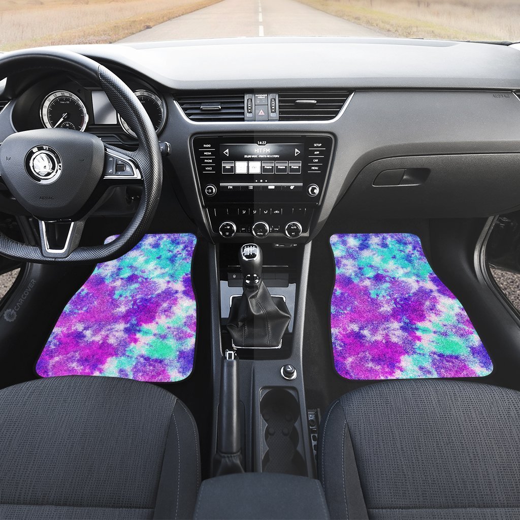 Crumple Tie Dye Car Floor Mats Purple Custom Hippie Car Accessories