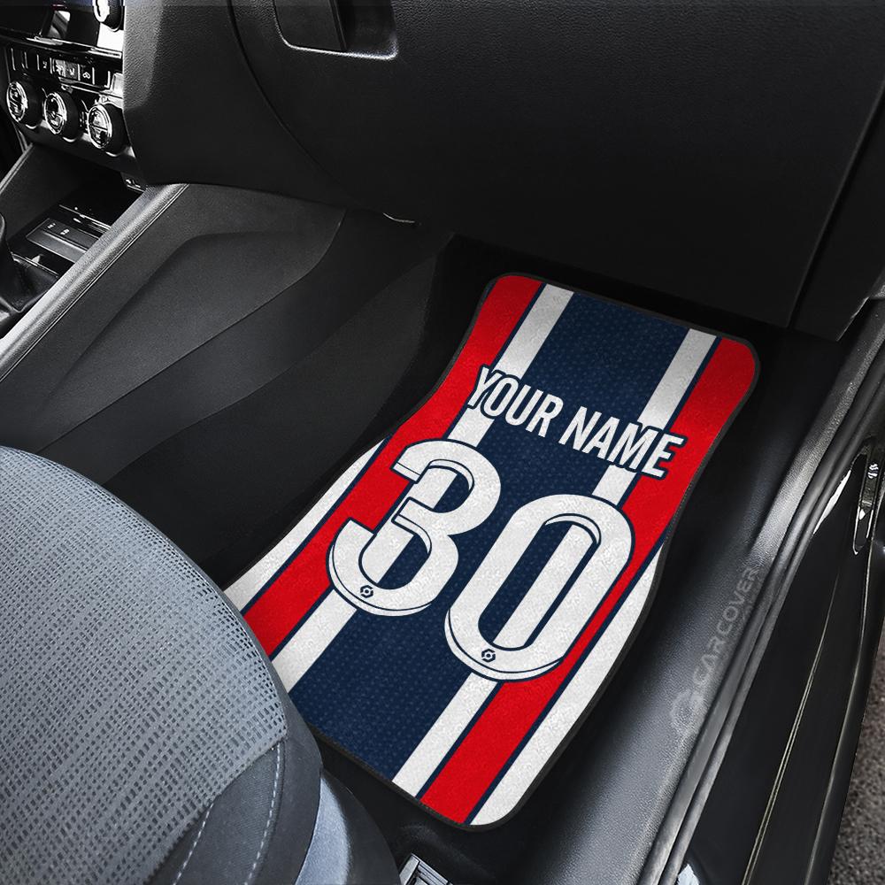 Custom Name Car Floor Mats PSG Number 30 For Soccer Fan