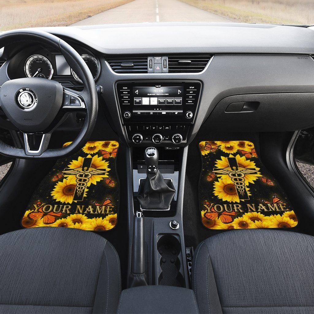 Custom Name Nurse Car Floor Mats Custom Sunflower Car Accessories