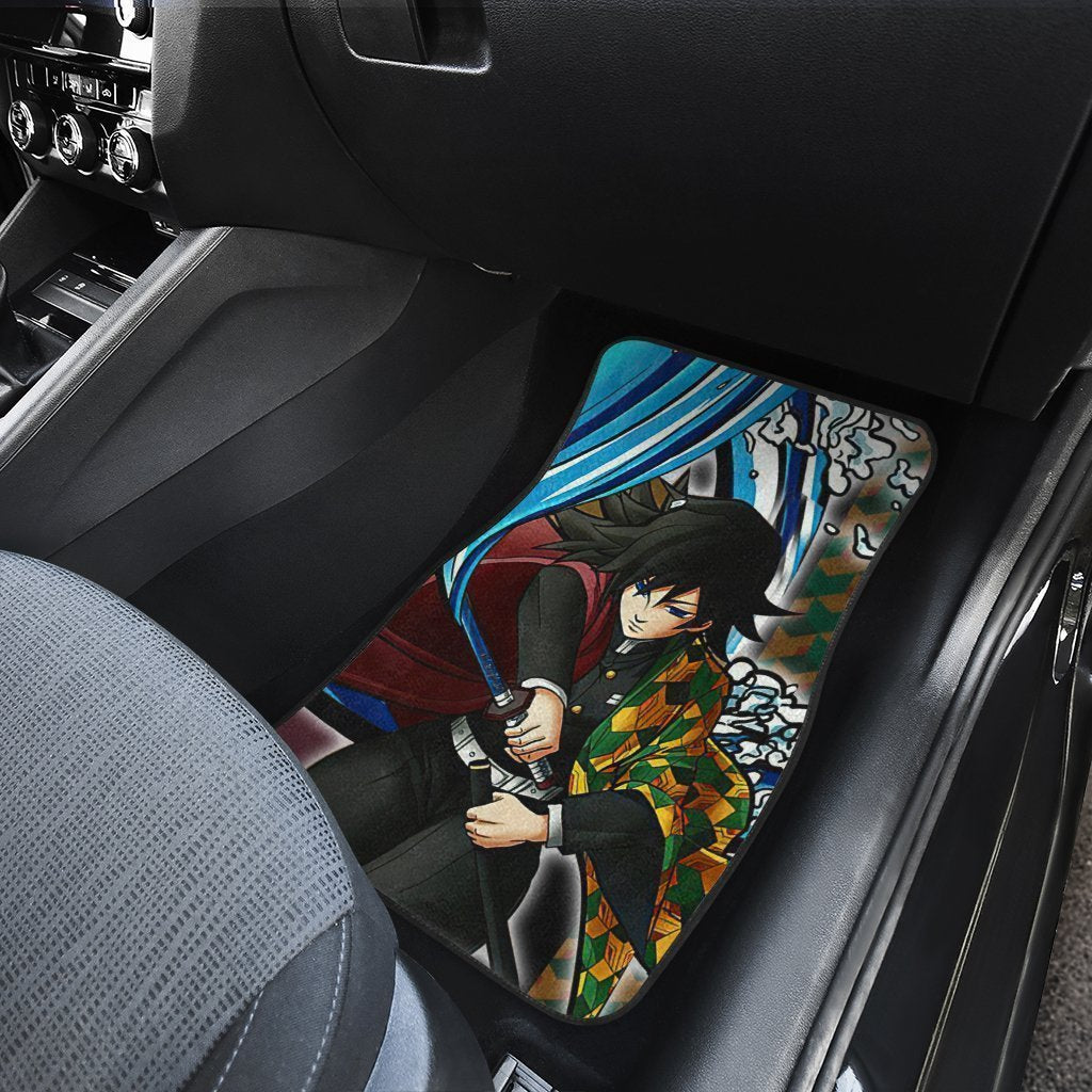 Demon Slayer Tanjiro And Giyuu Car Floor Mats Custom Water Breathing Anime Car Accessories