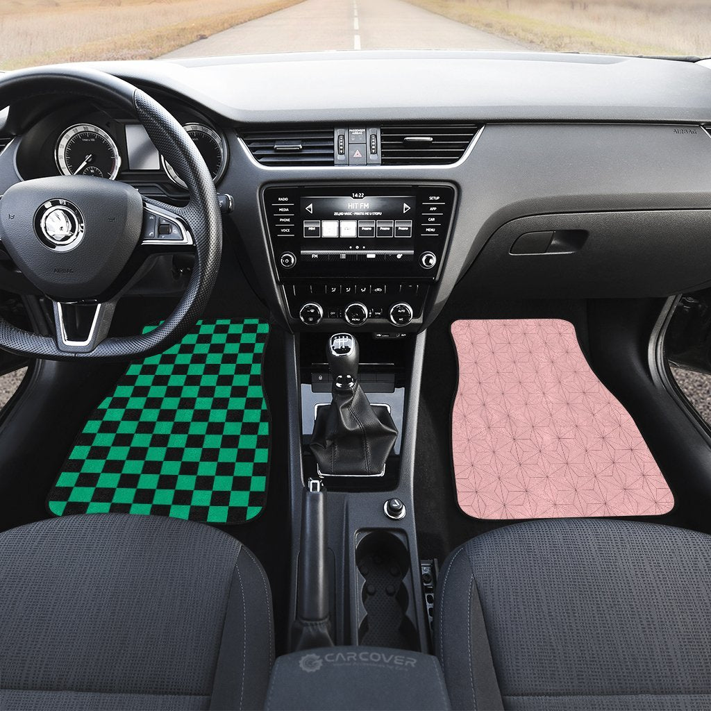 Demon Slayer Tanjiro And Nezuko Car Floor Mats Custom Uniform Anime Car Accessories