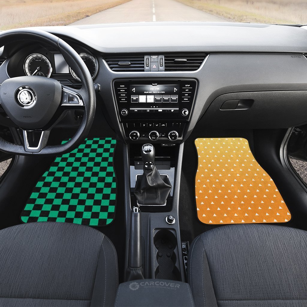 Demon Slayer Tanjiro And Zenitsu Car Floor Mats Custom Uniform Anime Car Accessories
