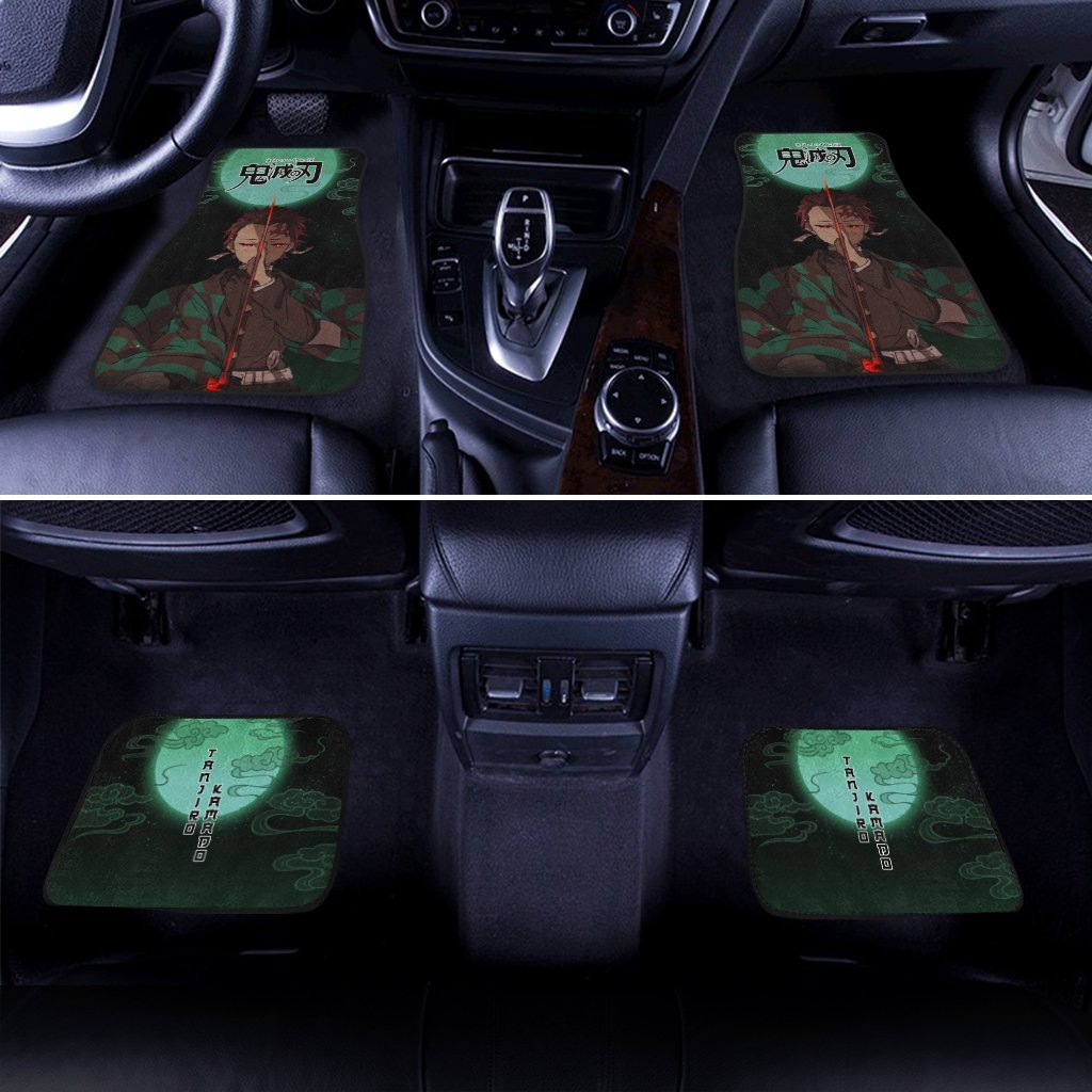 Demon Slayer Tanjiro Car Floor Mats Under Moonlight Custom Anime Car Accessories