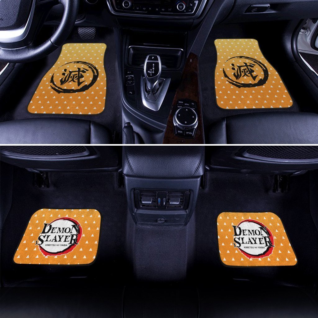Demon Slayer Zenitsu Uniform Car Floor Mats Custom Anime Car Accessories