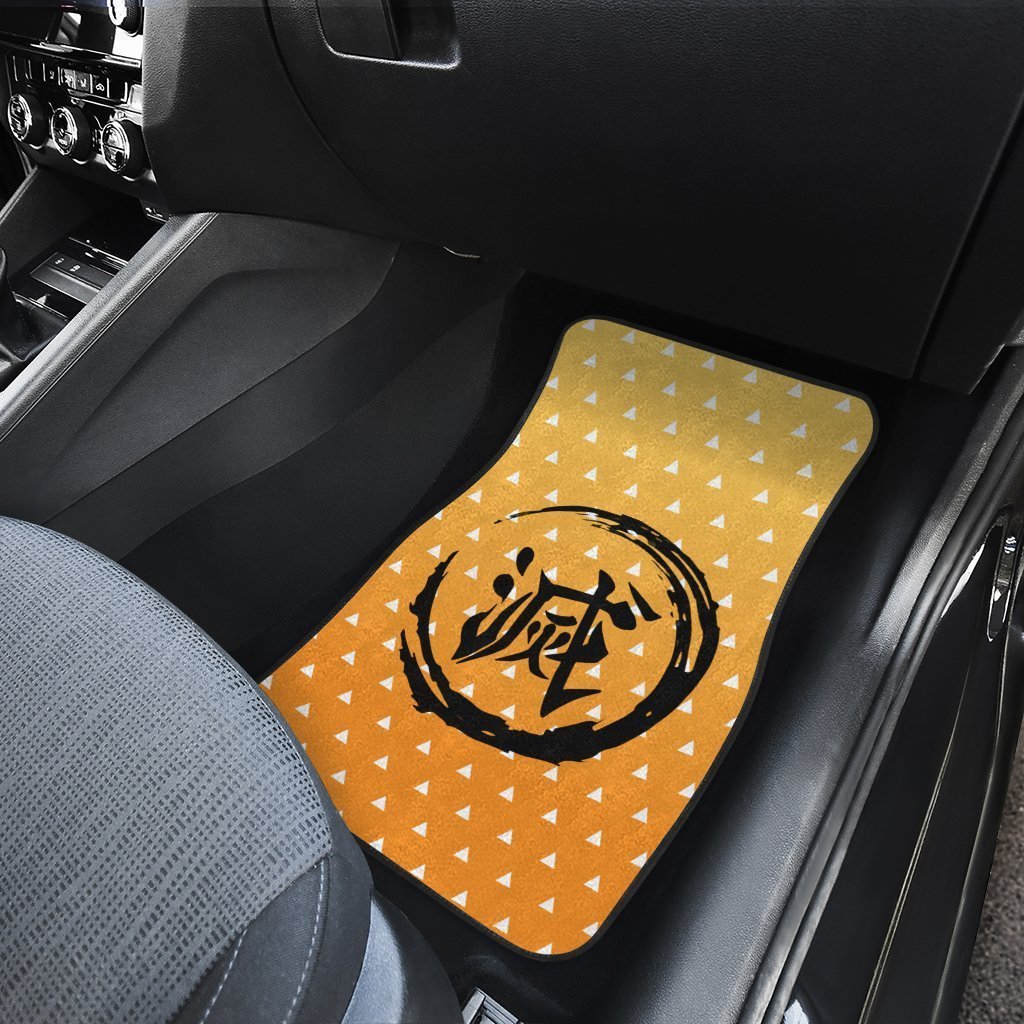 Demon Slayer Zenitsu Uniform Car Floor Mats Custom Anime Car Accessories