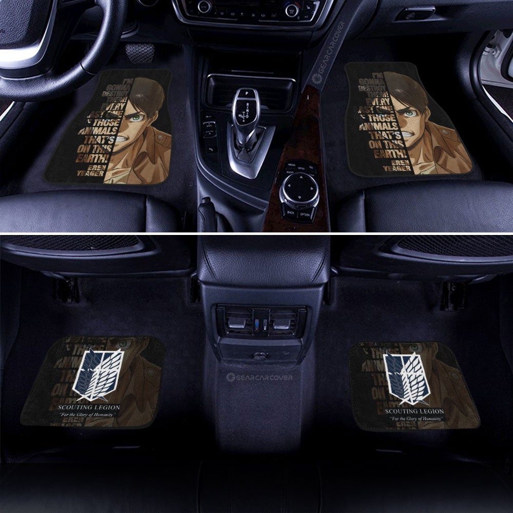 Eren Yeager Quotes Car Floor Mats Custom Attack On Titan Anime Car Accessories