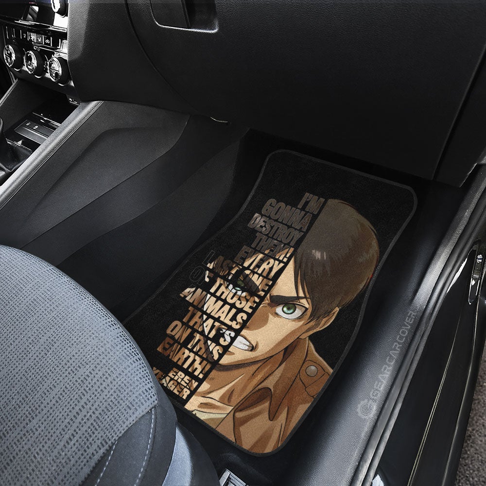 Eren Yeager Quotes Car Floor Mats Custom Attack On Titan Anime Car Accessories