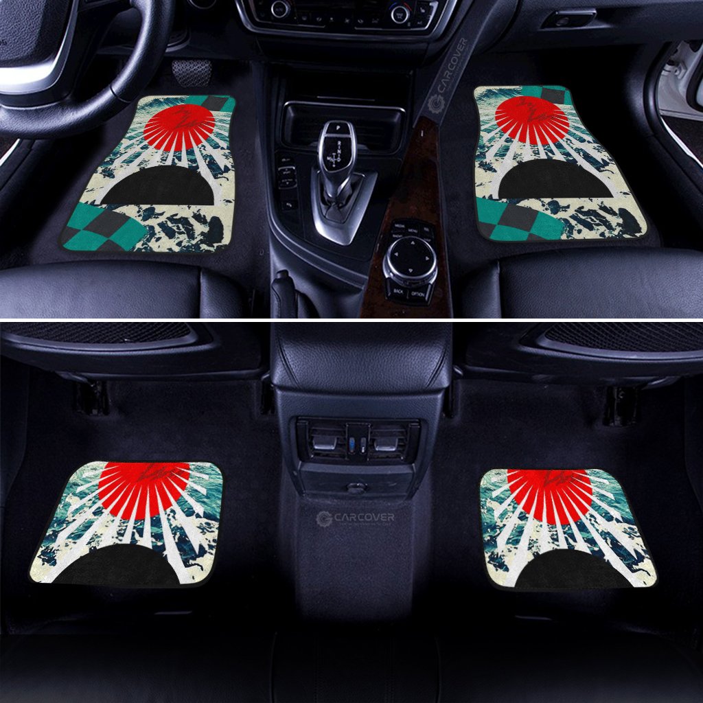 Hanafuda Rising Sun Car Floor Mats Custom Great Wave Car Accessories