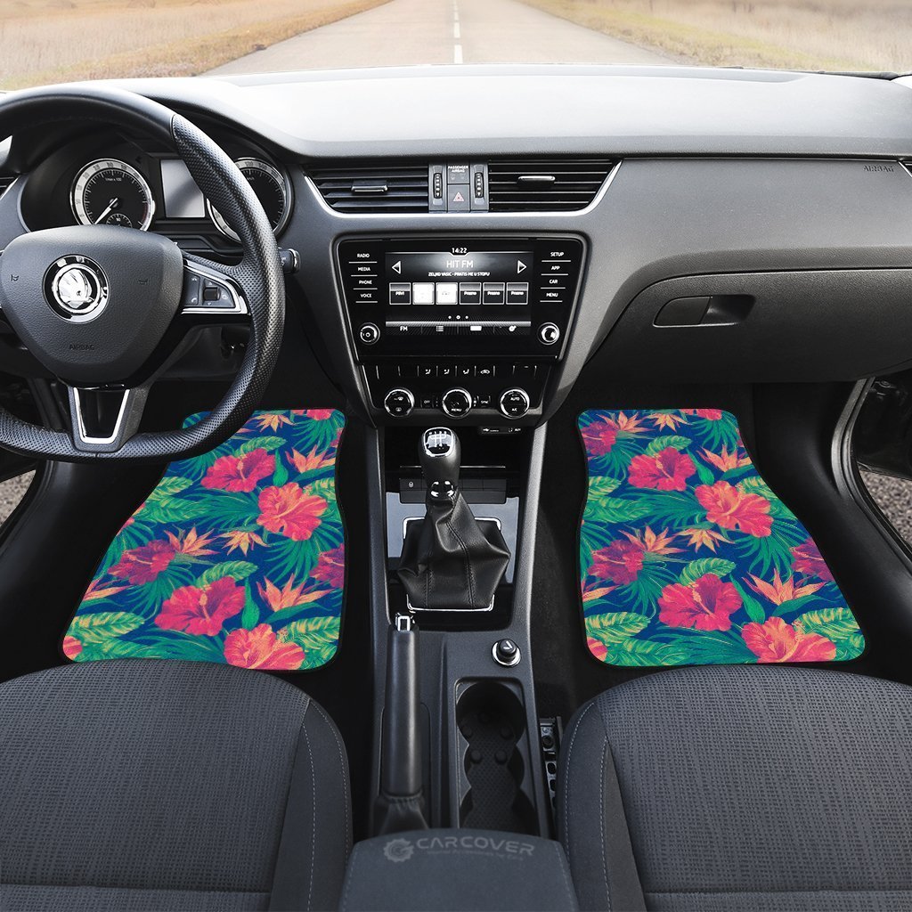 Hawaiian Car Floor Mats Custom Hibiscus Tropical Flower Leaves Car Accessories