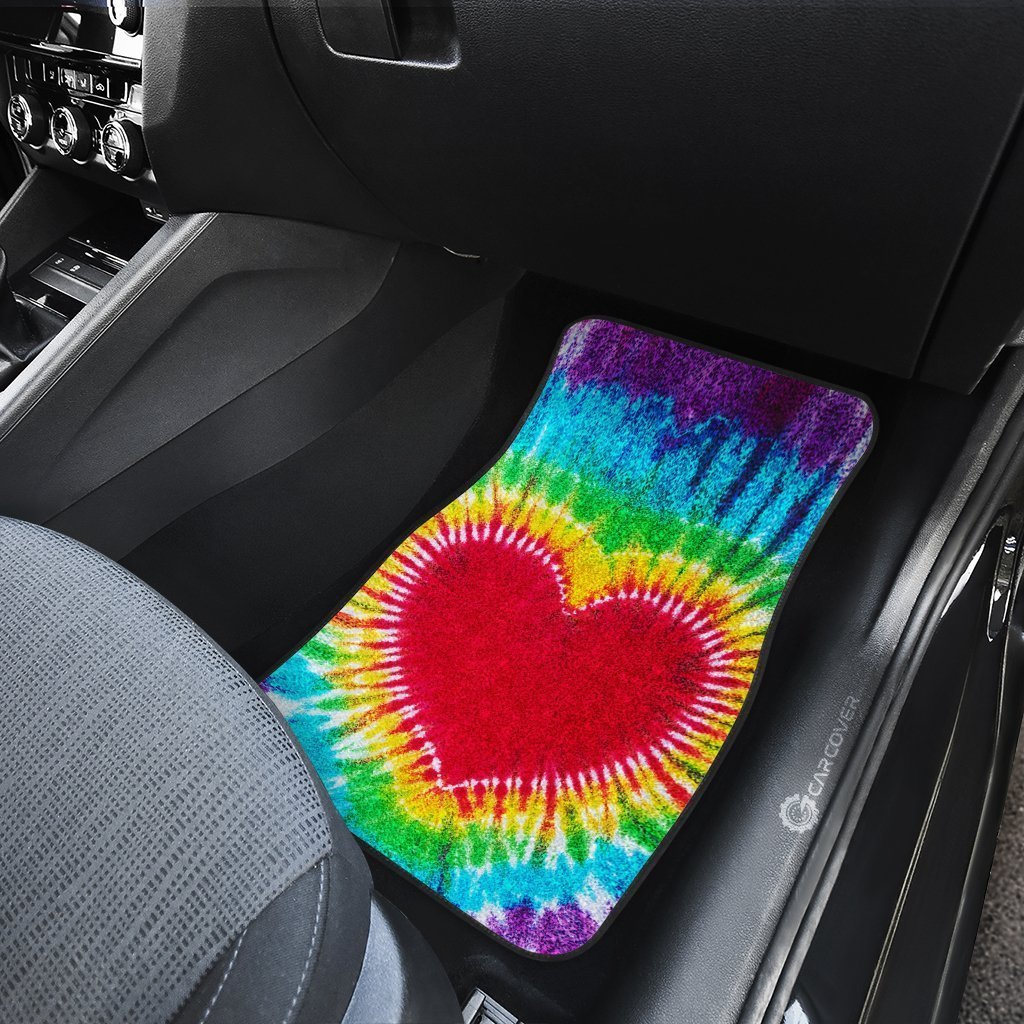 Heart Tie Dye Car Floor Mats Custom Hippie Car Accessories