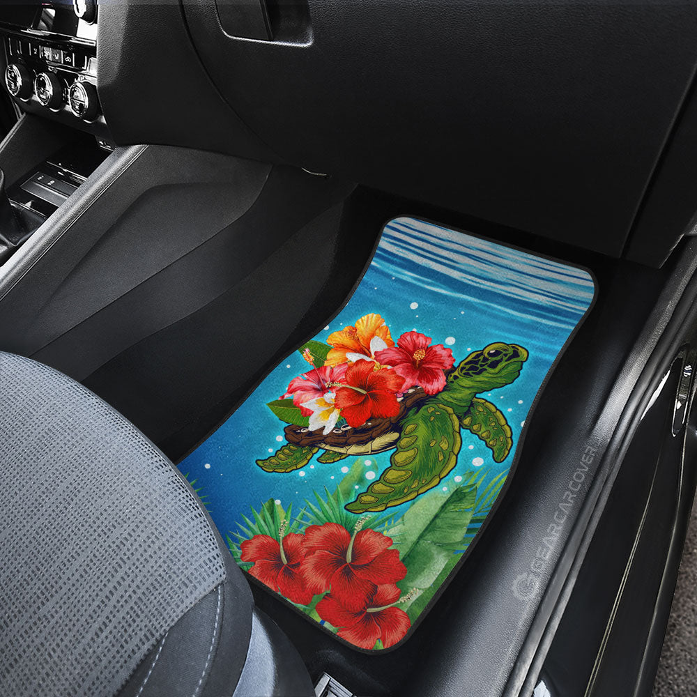 Hibiscus Plumeria Flower Turtle Car Floor Mats Custom Sea Animal Car Accessories