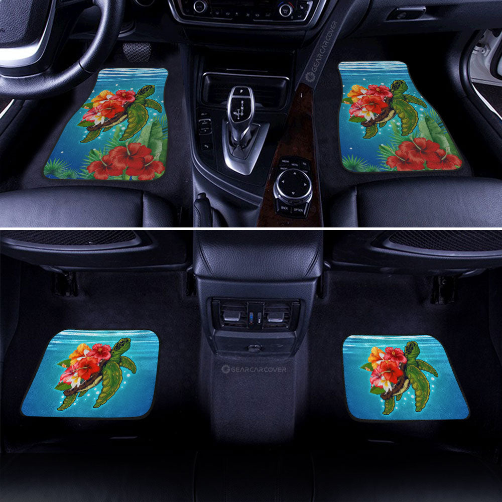 Hibiscus Plumeria Flower Turtle Car Floor Mats Custom Sea Animal Car Accessories