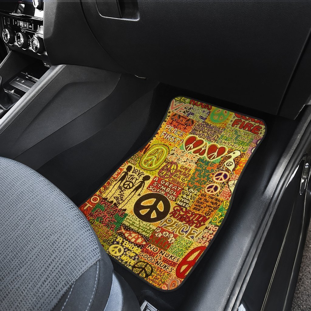 Hippie Peace Car Floor Mats Custom Vintage Hippie Aesthetic Car Accessories