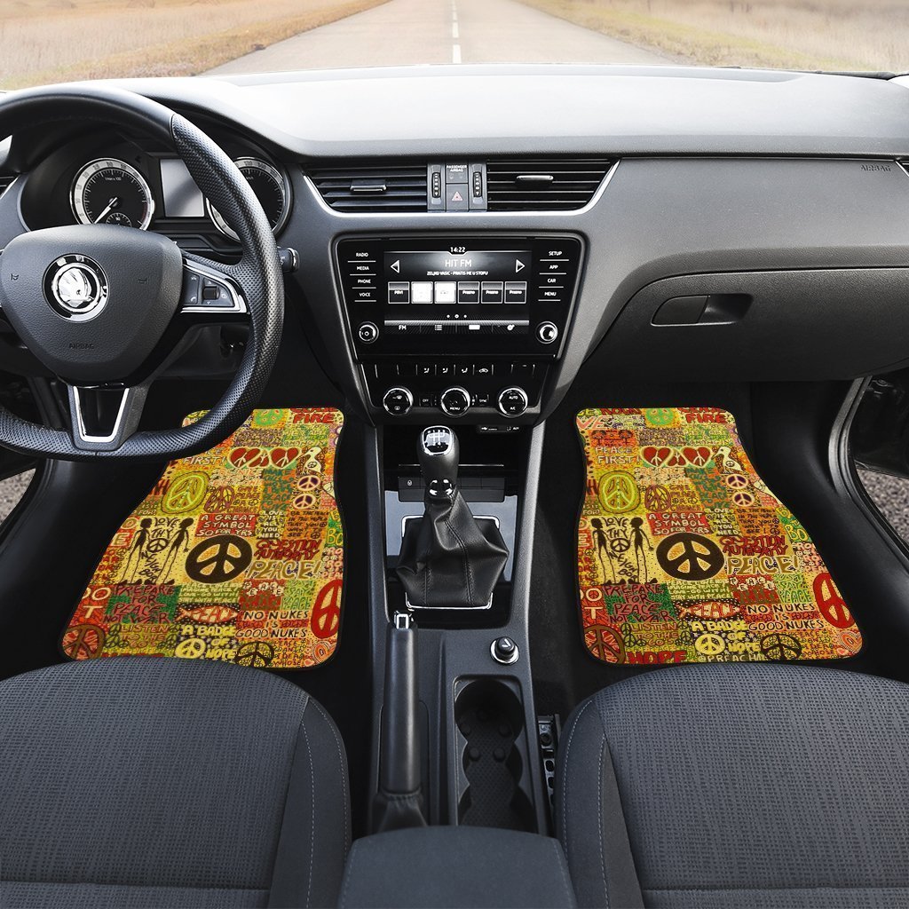 Hippie Peace Car Floor Mats Custom Vintage Hippie Aesthetic Car Accessories