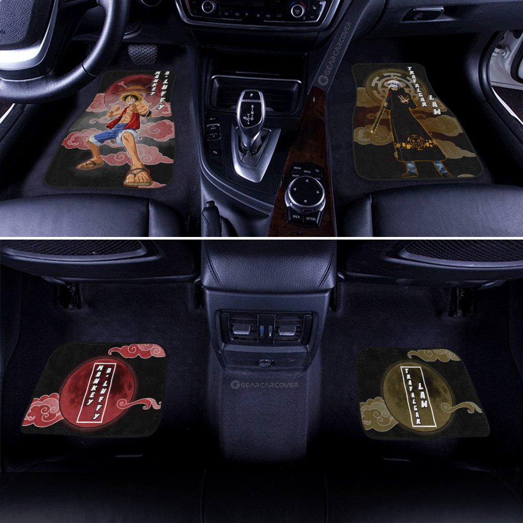 Luffy And Law Car Floor Mats Custom Gifts Idea For One Piece Anime Fans