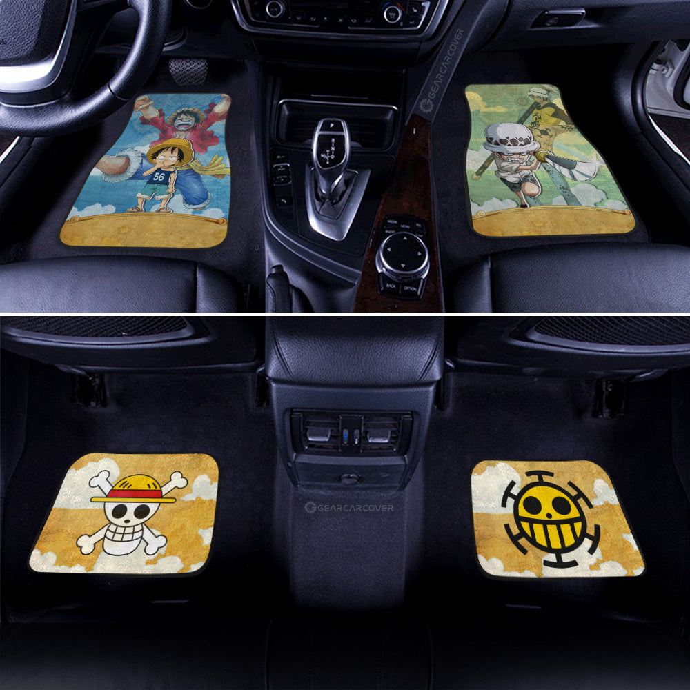 Luffy And Law Car Floor Mats Custom One Piece Map Car Accessories Gifts For Anime Fans