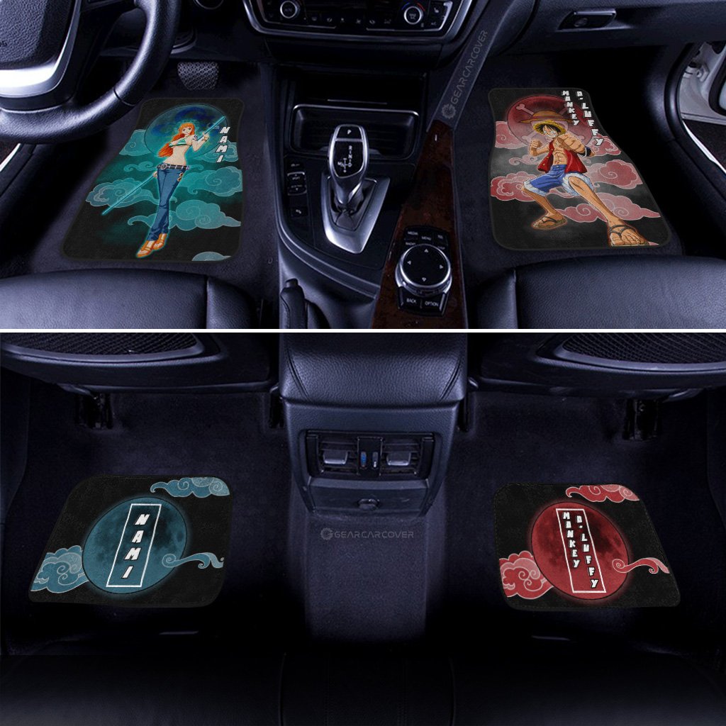 Luffy And Nami Car Floor Mats Custom Gifts Idea For One Piece Anime Fans
