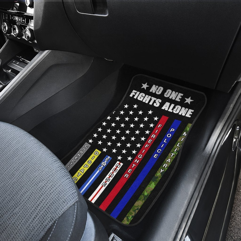 No One Fights Alone Car Floor Mats Custom Patriotic US Car Accessories