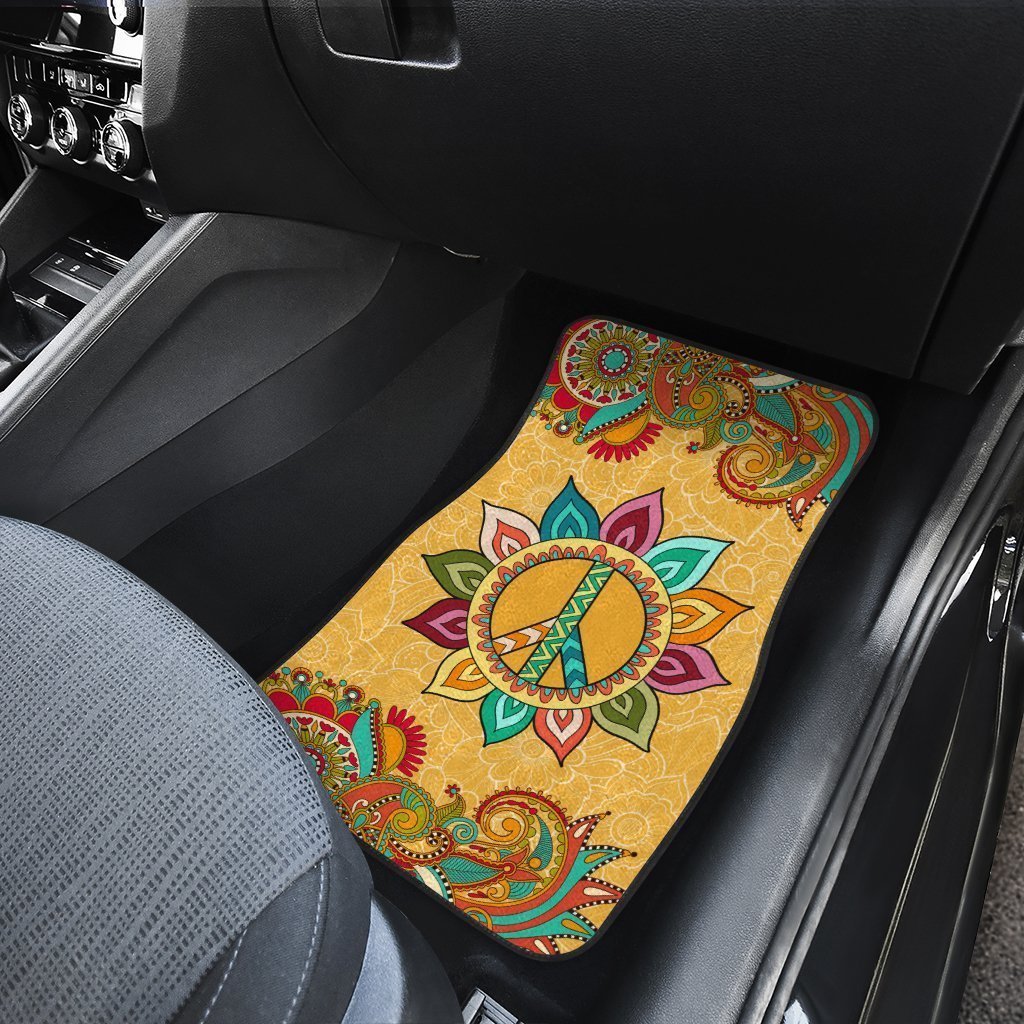Peace Symbol Mandala Car Floor Mats Custom Yoga Car Accessories