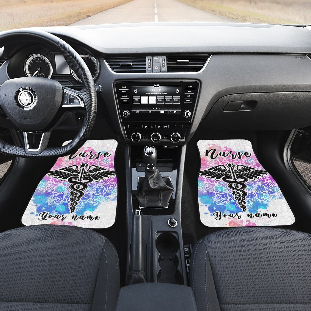 Personalized Nurse Car Floor Mats Custom Mandala Car Accessoories Gifts Idea For Nurse