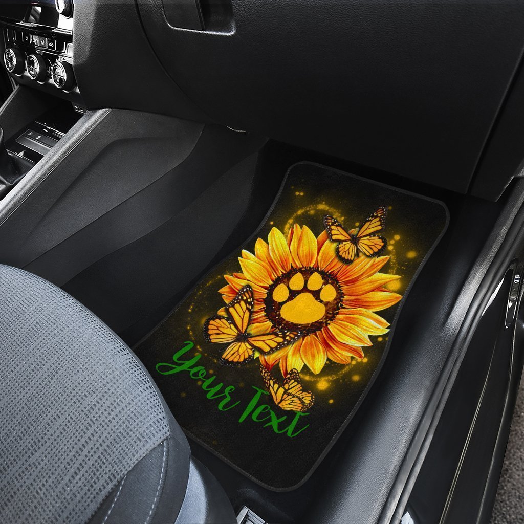 Personalized Sunflower Car Floor Mats Custom Dog Paw Car Accessories