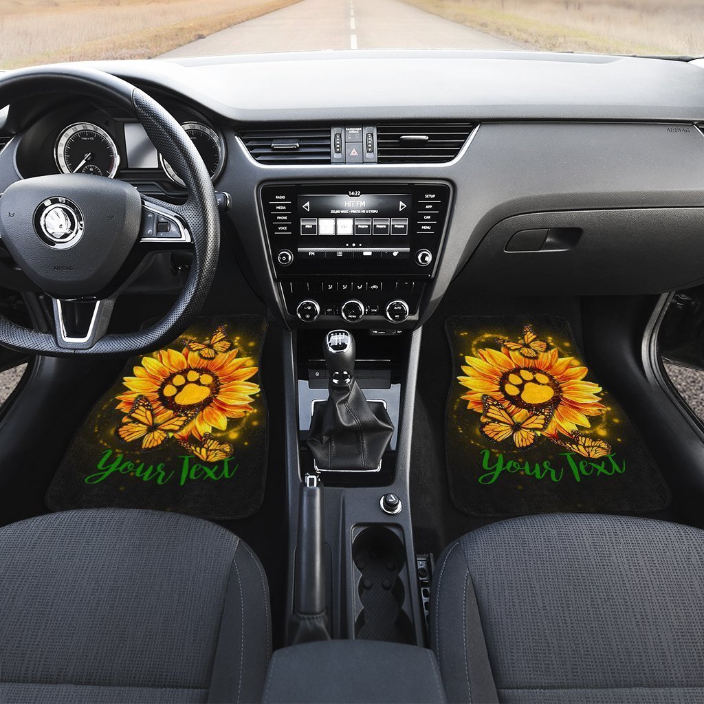 Personalized Sunflower Car Floor Mats Custom Dog Paw Car Accessories