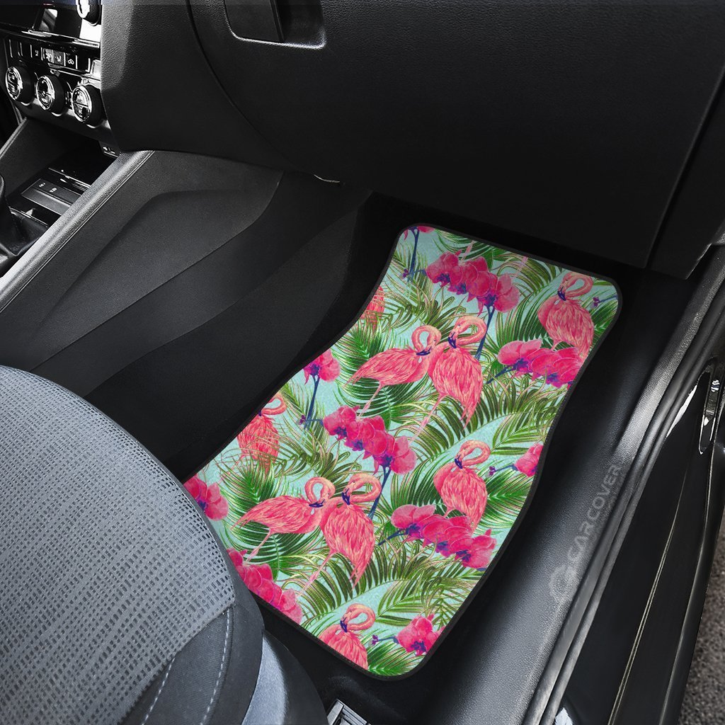 Pink Flamingo Car Floor Mats Custom Tropical Leaf Car Accessories