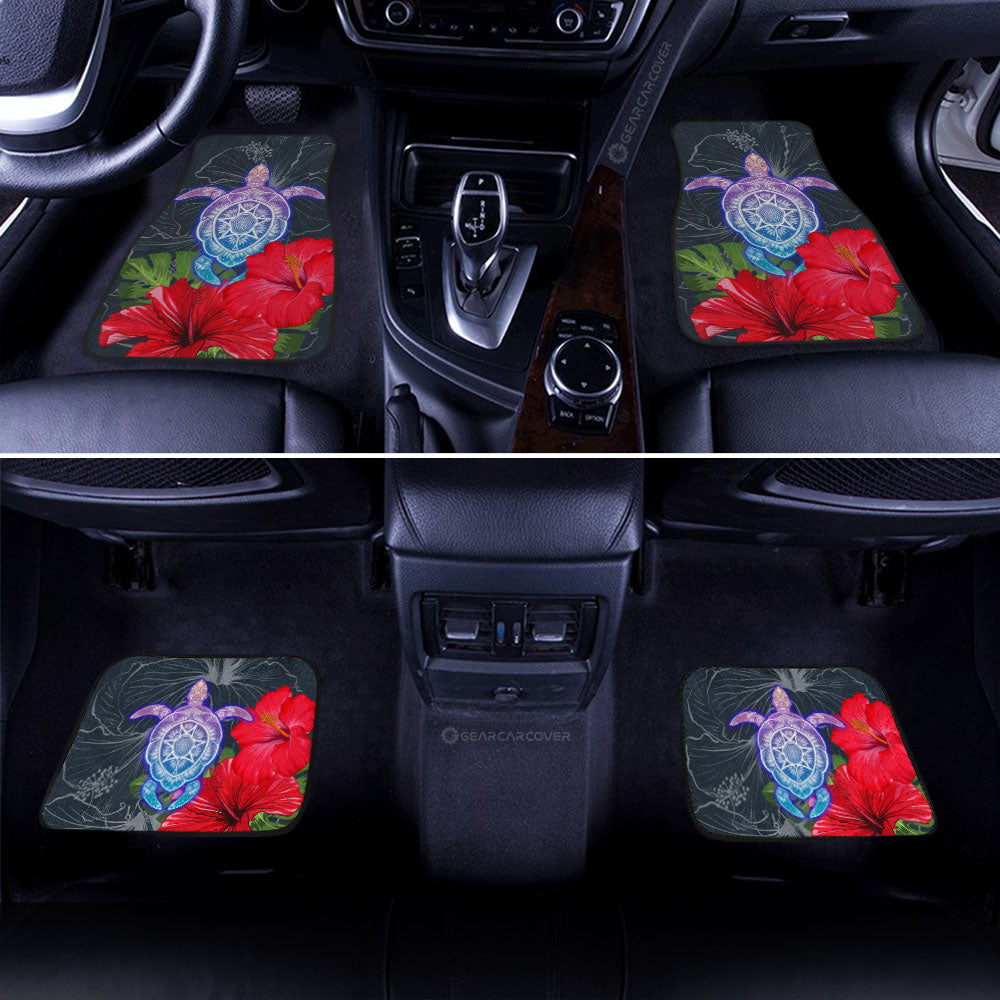 Red Hibiscus Flowers Car Floor Mats Custom Turtle Animal Car Accessories
