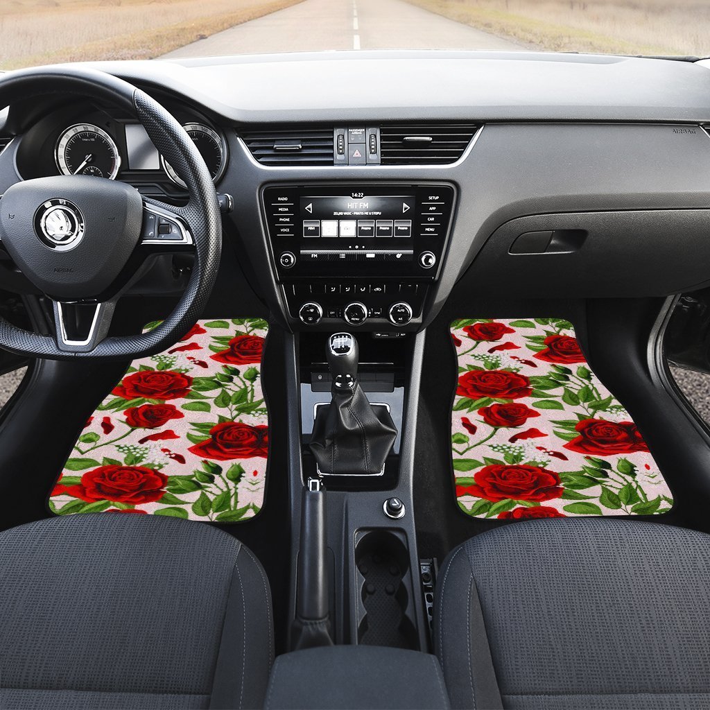 Red Rose Car Floor Mats Custom Flower Car Accessories