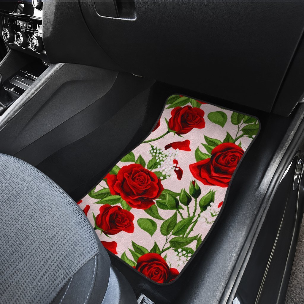 Red Rose Car Floor Mats Custom Flower Car Accessories