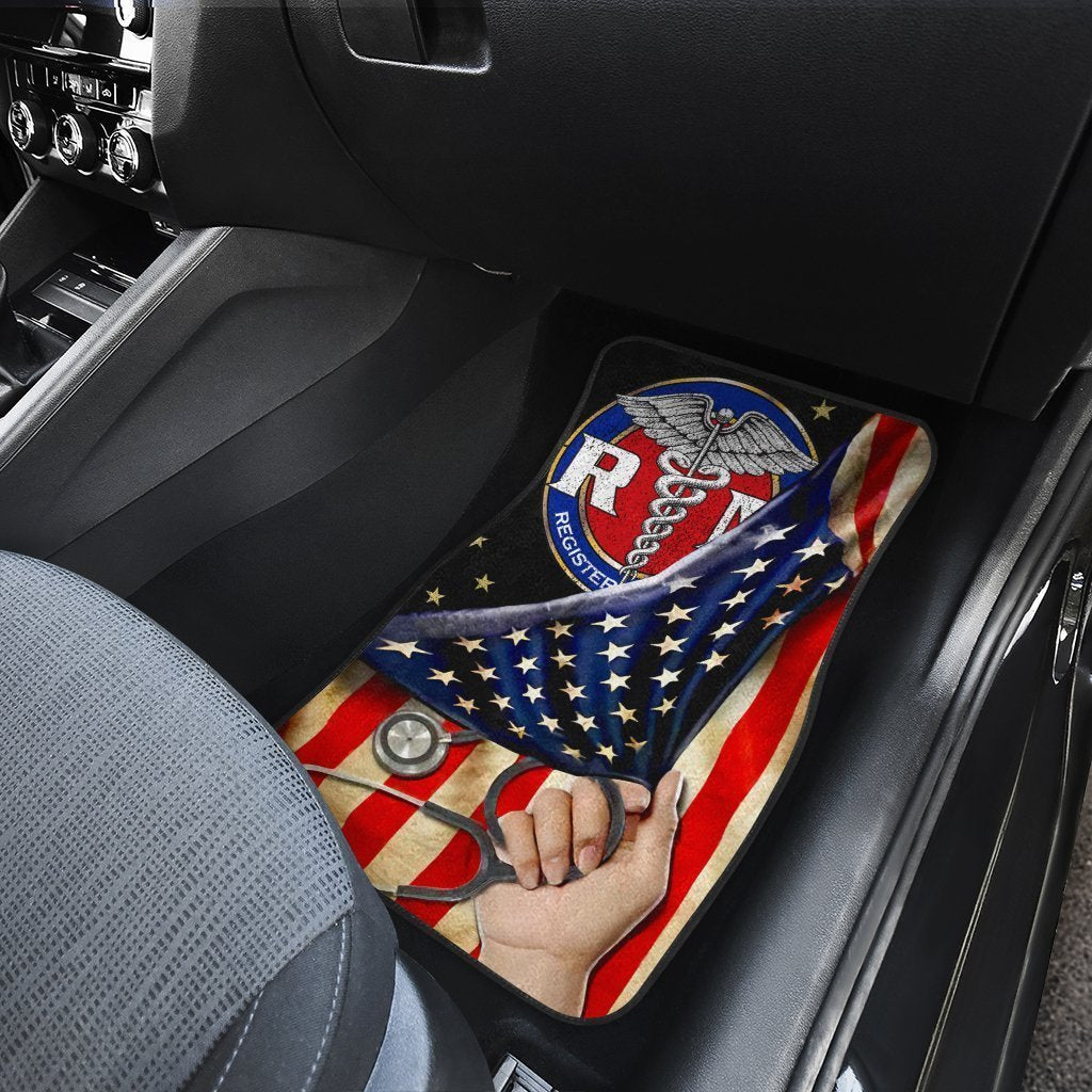 RN Nurse Car Floor Mats Custom American Flag Car Accessories