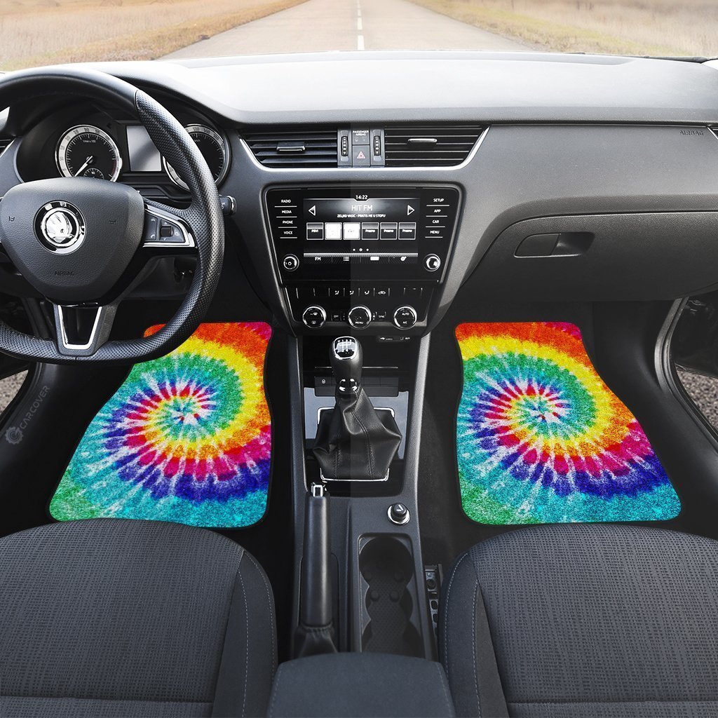 Spiral Tie Dye Car Floor Mats Custom Hippie Car Accessories