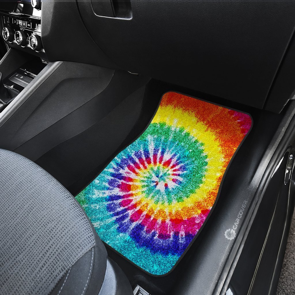 Spiral Tie Dye Car Floor Mats Custom Hippie Car Accessories