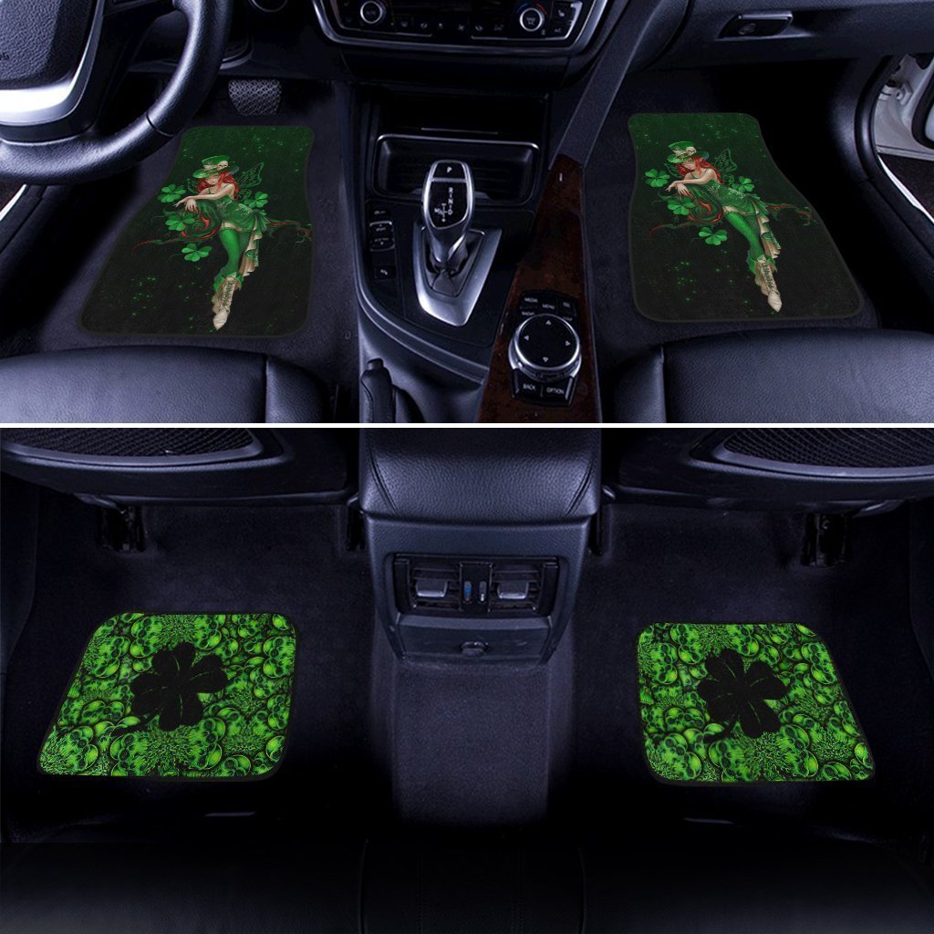 St. Patrick's Lucky Skull Shamrock Car Floor Mats