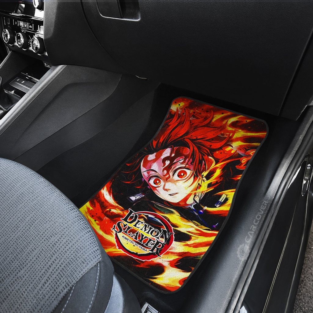 Sun Breathing Tanjiro Car Floor Mats Custom Anime Demon Slayer Car Accessories