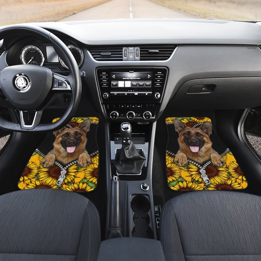 Sunflower German Shepherd Car Floor Mats Car Accessories For German Shepherd Trainers
