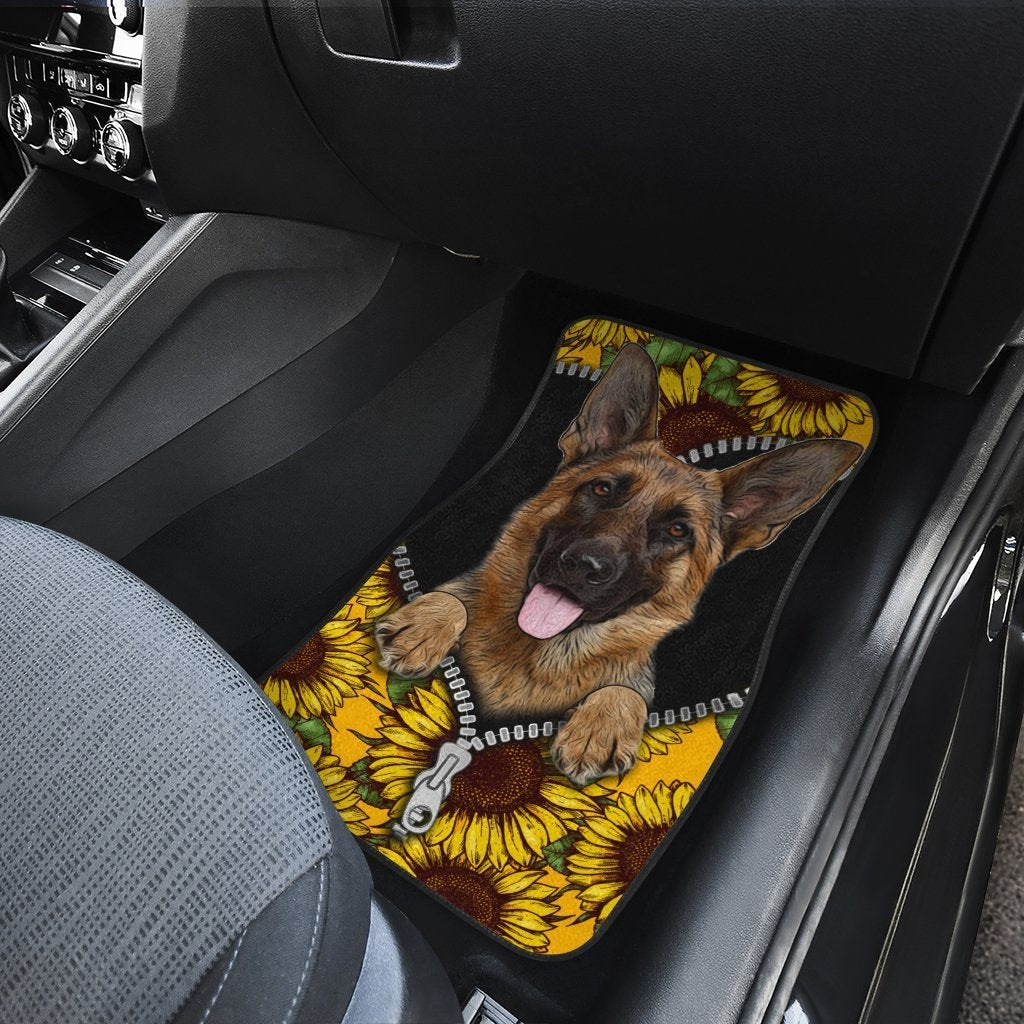 Sunflower German Shepherd Car Floor Mats Car Accessories For German Shepherd Trainers