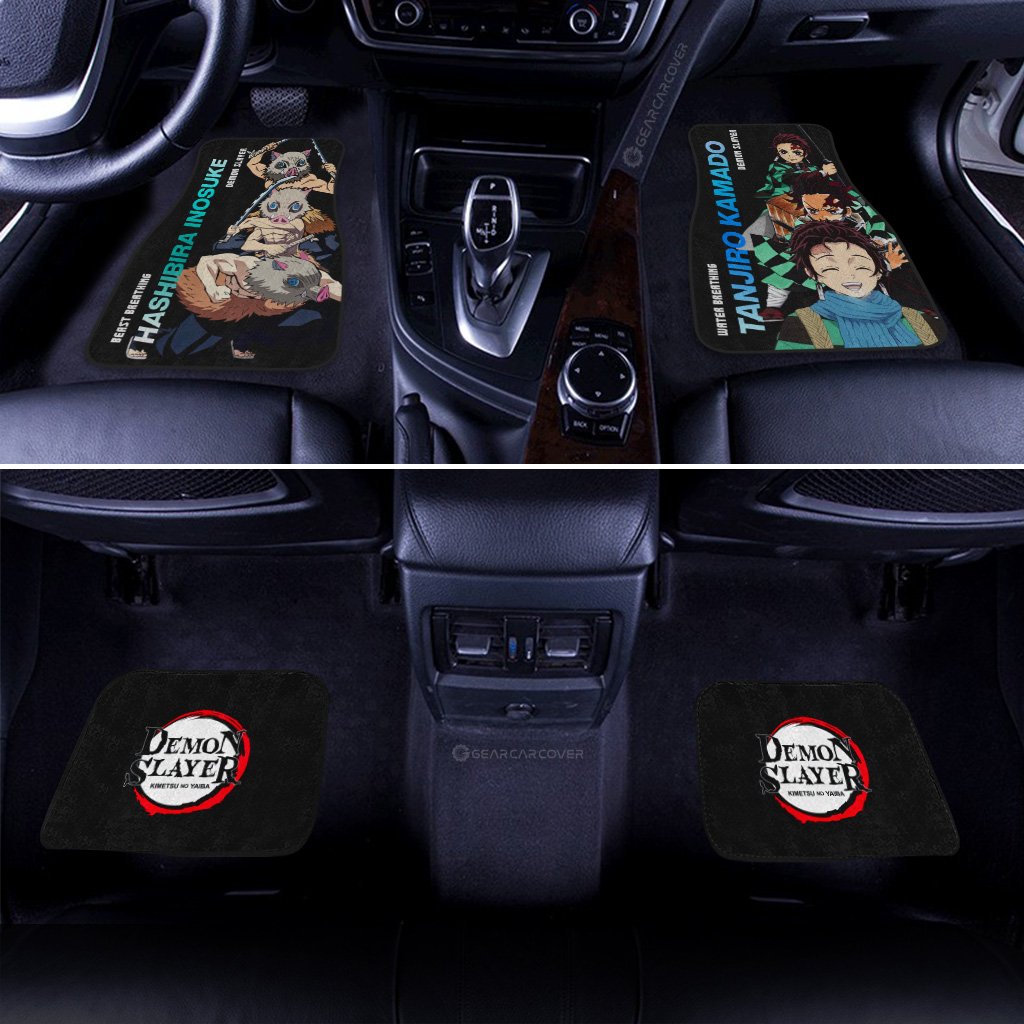 Tanjiro And Inosuke Car Floor Mats Custom Demon Slayer Anime Gifts Idea For Fans