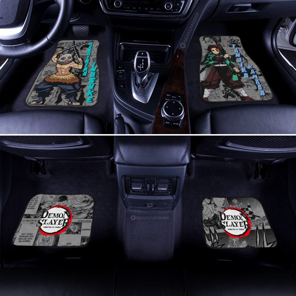 Tanjiro And Inosuke Car Floor Mats Custom Demon Slayer Anime Mix Manga Gifts For Fans