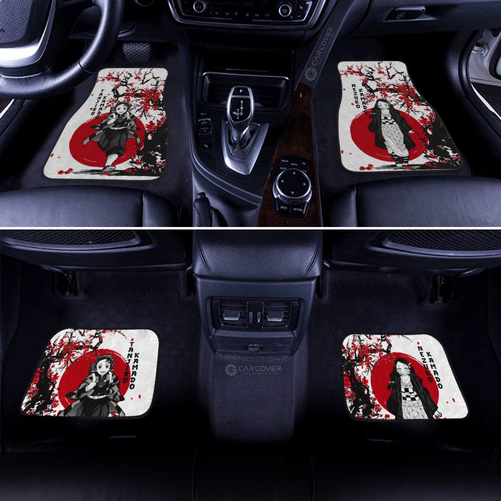 Tanjiro And Nezuko Car Floor Mats Custom Japan Style Demon Slayer Anime Car Interior Accessories